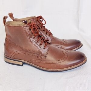 Steve Madden 'Helper' Chukka Boots Brogue Wingtip Leather Brown Mens Sz 9